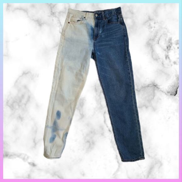 American Eagle 2 Tone High Waisted Mom Jeans Size 4 - Picture 14 of 14